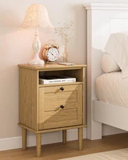 Nightstand, Boho Night Stand with 1 Drawers, Modern Side Accent Table with Op...