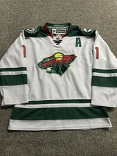 Minnesota Wild Zach Parise #11 Hockey Jersey Reebok 54 Fight Strap *STAIN* White