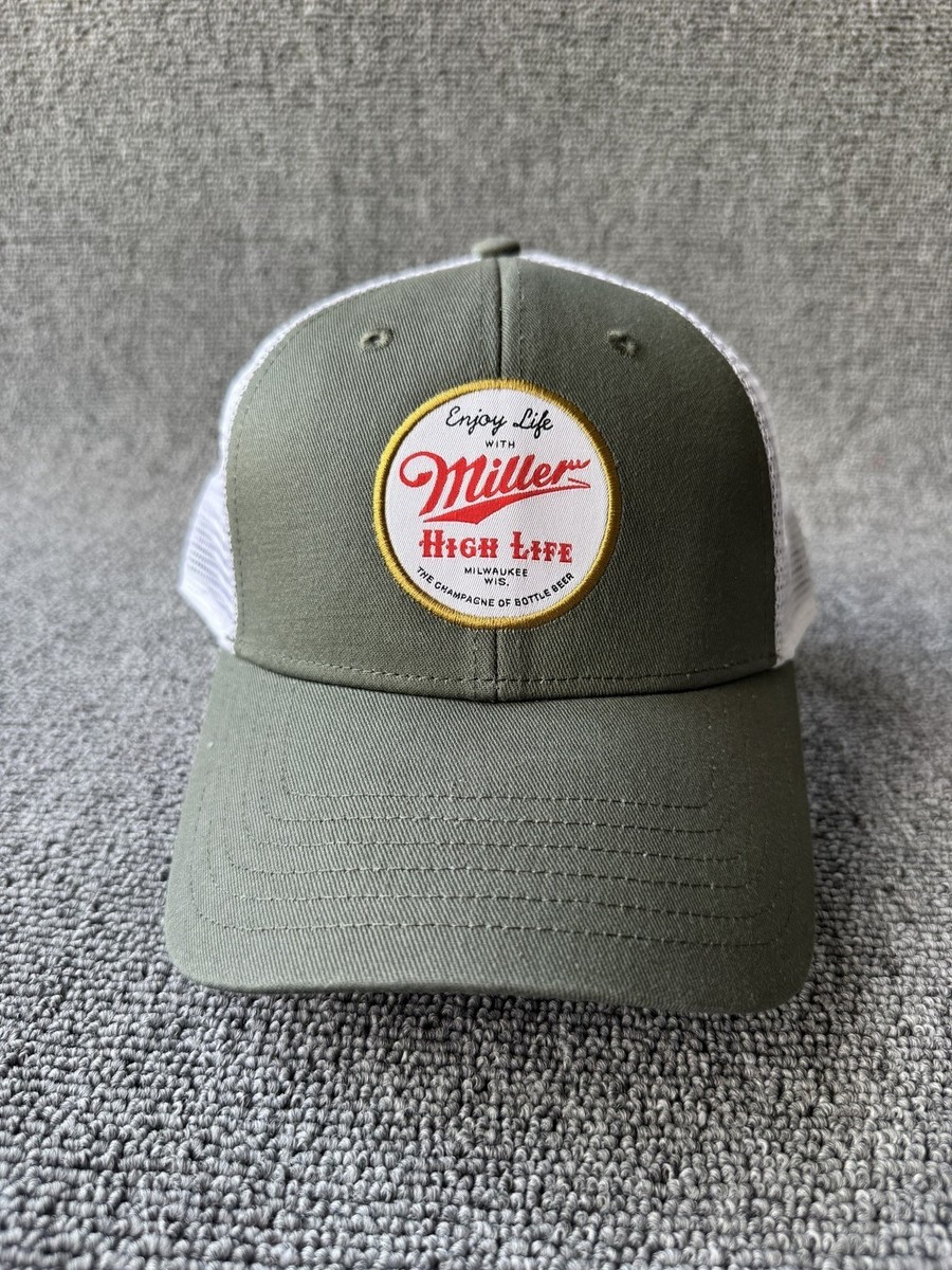 Sportiqe Miller High Life Trucker Snapback Hat Olive White Adjustable