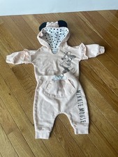 DISNEY BABY Minnie Mouse Ears Hoodie Pink 2 Piece Set Size 0-3 Mths