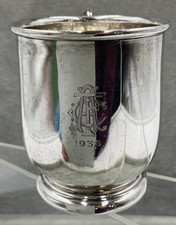 Hallmarked Silver Christening Cup Birmingham 1937 Viner Engraved A F C 1938 112g
