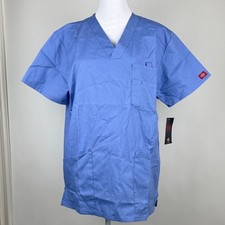 Dickies Signature Scrubs EDS Men's Scrub Top 81906 Ciel Blue CIWZ Size Small NWT