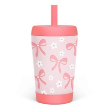 Kid Insulated Stainless Steel Tumbler with Silicone Straw, 12oz Sippy Cup for...