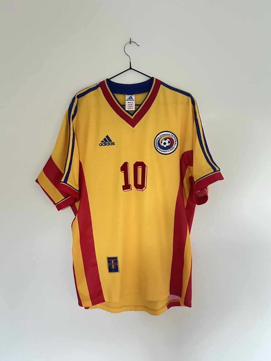 ルーマニア代表　ゲオルゲハジ　HAGI サッカー　ユニフォーム　アディダス Romania 1998 Medium Adidas Jersey Shirt Vintage Gheorghe Hagi