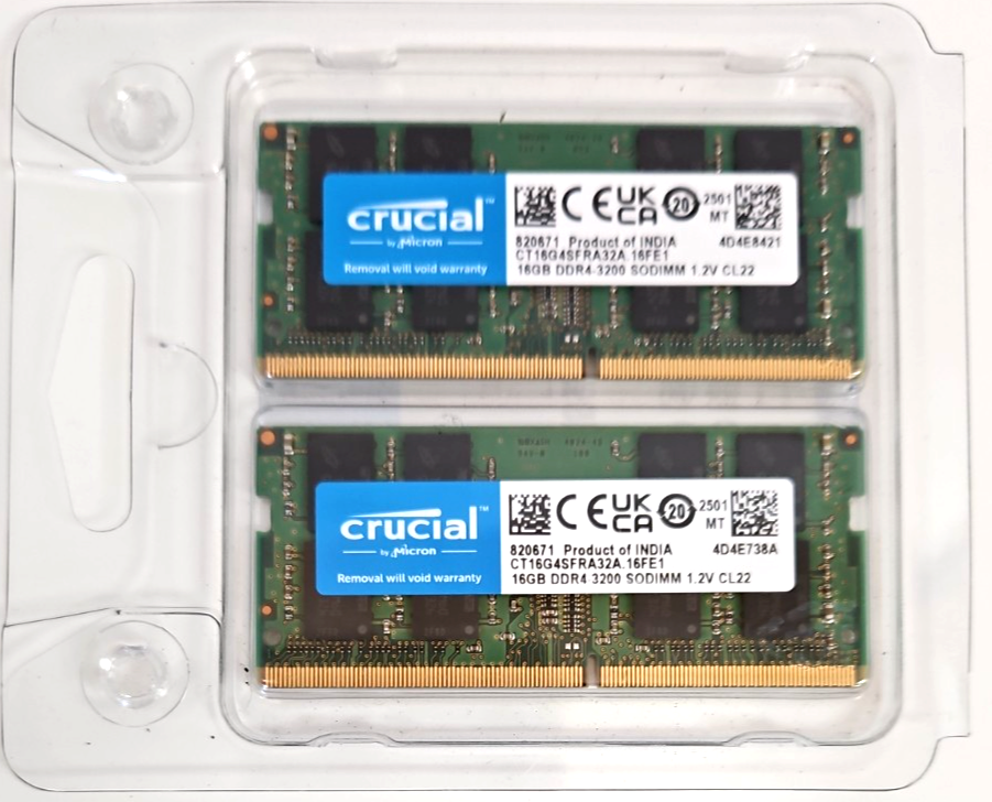 Crucial 32GB (2x16GB) 3200MHz 260-pin SODIMM DDR4 RAM Memory Kit
