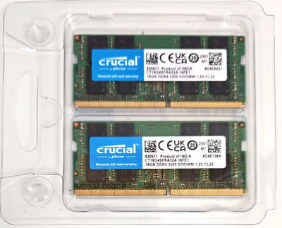 Crucial 32GB (2x16GB) 3200MHz 260-pin SODIMM DDR4 RAM Memory Kit
