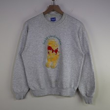 Vintage 90s Winnie the Pooh Sweatshirt Medium Retro Disney Gray Cotton USA
