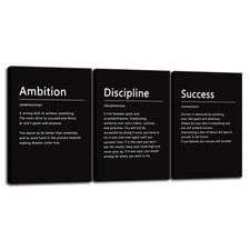 Motivational Quotes Canvas Wall Art Inspirational Discipline 3 Pieces Poster ...