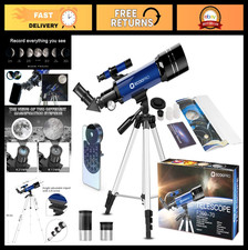 70mm Refractor Telescope for Kids  Adults, 15X-150X Zoom, Portable with Phone A