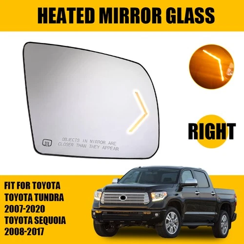 For 2008-2017 Toyota Sequoia 2007-2020 Tundra Mirror Glass Heated Passenger Side