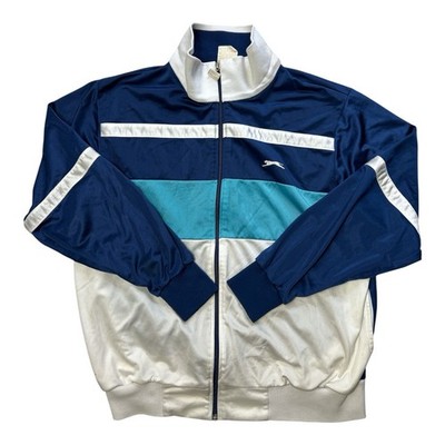 Vintage Slazenger Puma Y2K Blue White Full Zip Track Jacket Mens 1X Big Rare