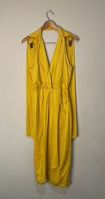 Mango Vestido 423COCO-A Yellow Linen Blend Halter Dress Size XS
