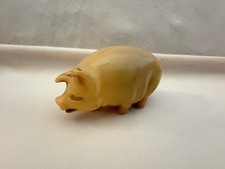 Antique Celluloid Plastic Miniature Pig Fluer de Lis Logo