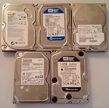 Lot of 5 Mixed Brand 3.5" SATA Internal Desktop HDDs 2 (1Tb) 2 (250Gb) 1 (80Gb)