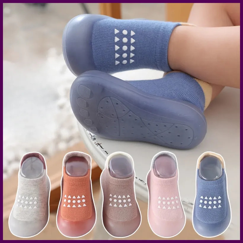 Baby Walking Shoes Combed Cotton Anti Slip Breathable Soft Sole Mesh Floor Socks-image