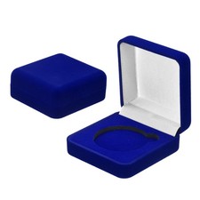 2 Pcs Challenge Coin Display Case, 45mm Velvet Coin Boxes for Gift, Blue/White