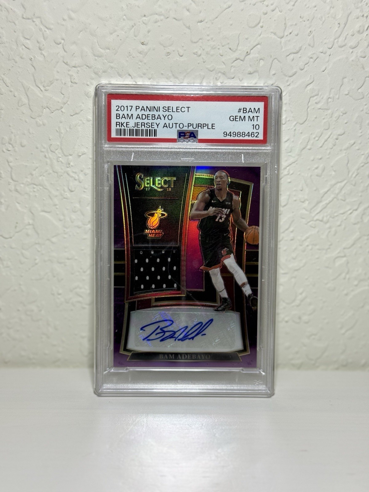 PSA 10 Bam Adebayo 2017-18 Panini Select Rookie Auto Jersey Patch /99 Purple