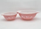 Vintage Pyrex Pink Gooseberry Cinderella Bowl Set 444 & 442 Mixing Nesting MCM