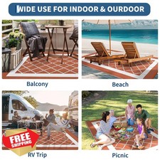 Garvee 10x14 Patio Rug Waterproof Reversible Plastic Straw Boho