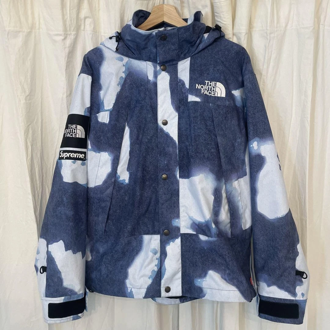 Veste de montagne The North Face x Supreme M denim blanchi bleu/blanc