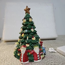 **Vintage MCM CERAMIC CHRISTMAS TREE LIGHTED SANTAS CANDLES EAST WEST DISTRO