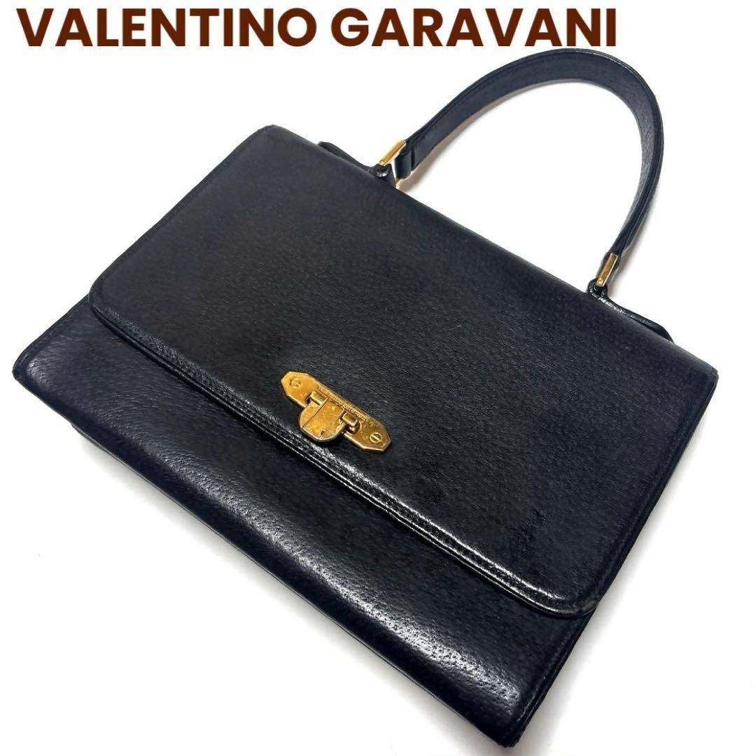 Valentino Garavani Leather Accordion Handbag Black Gold Hardware Women's Bag Ja thumbnail 4