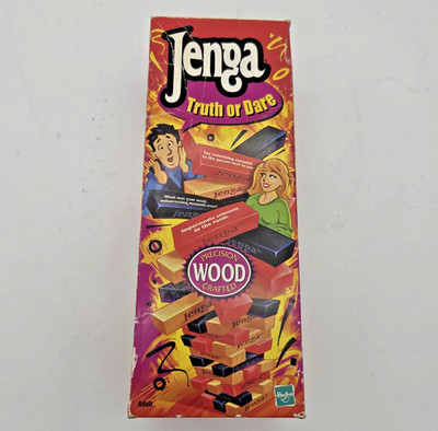 Vintage HASBRO 2000 Milton Bradley JENGA 3D Wood Block TRUTH or DARE Party GAME