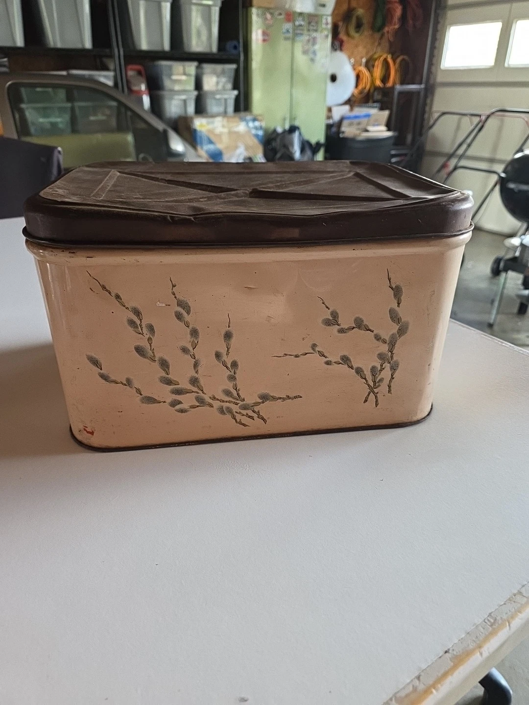 Vintage tin bread box