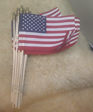 US AMERICAN FLAG 4"x6" INCH ON WOOD POLE HANDHELD STICK FLAGS USA SET OF 100