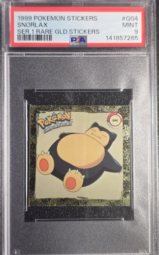 PSA 9 MINT 1999 Pokemon ~Snorlax~ Series 1 Rare Gold Sticker - Artbox #G04