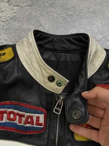 Vintage Segura Leather Racing Jacket Motul Total Dunlop Patches Biker Size M / 3 image 17