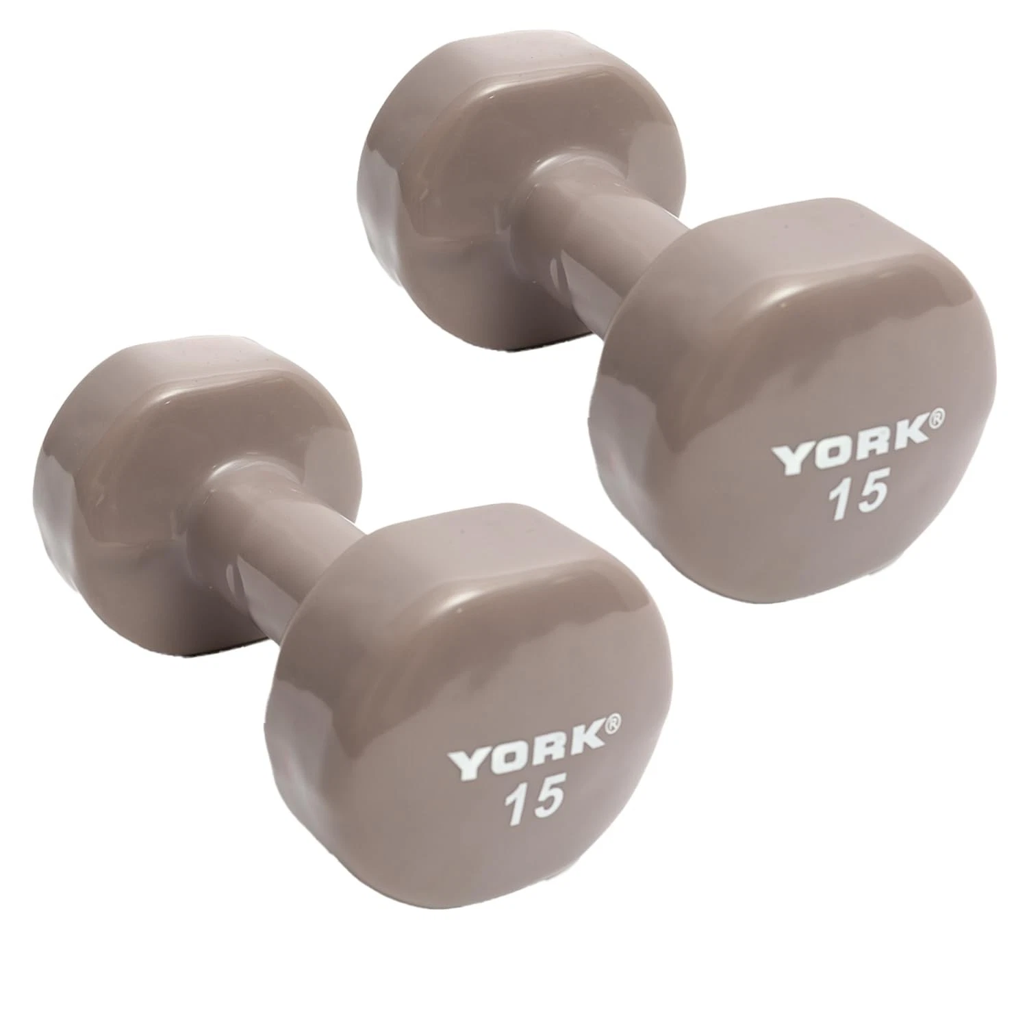 York Barbell Vinyl Coated Fitbell Dumbbell 15LB Pk2 Durable Anti-Roll Anti-Slip