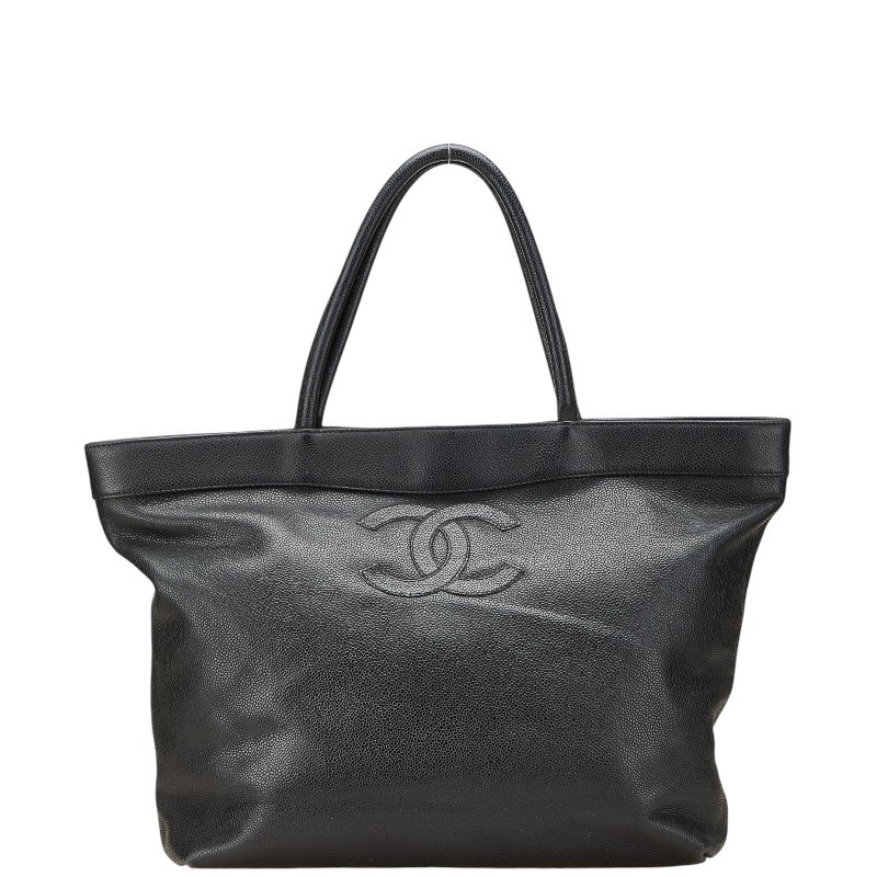 CHANEL Coco Mark Tote in Black Grained Calfskin for Women