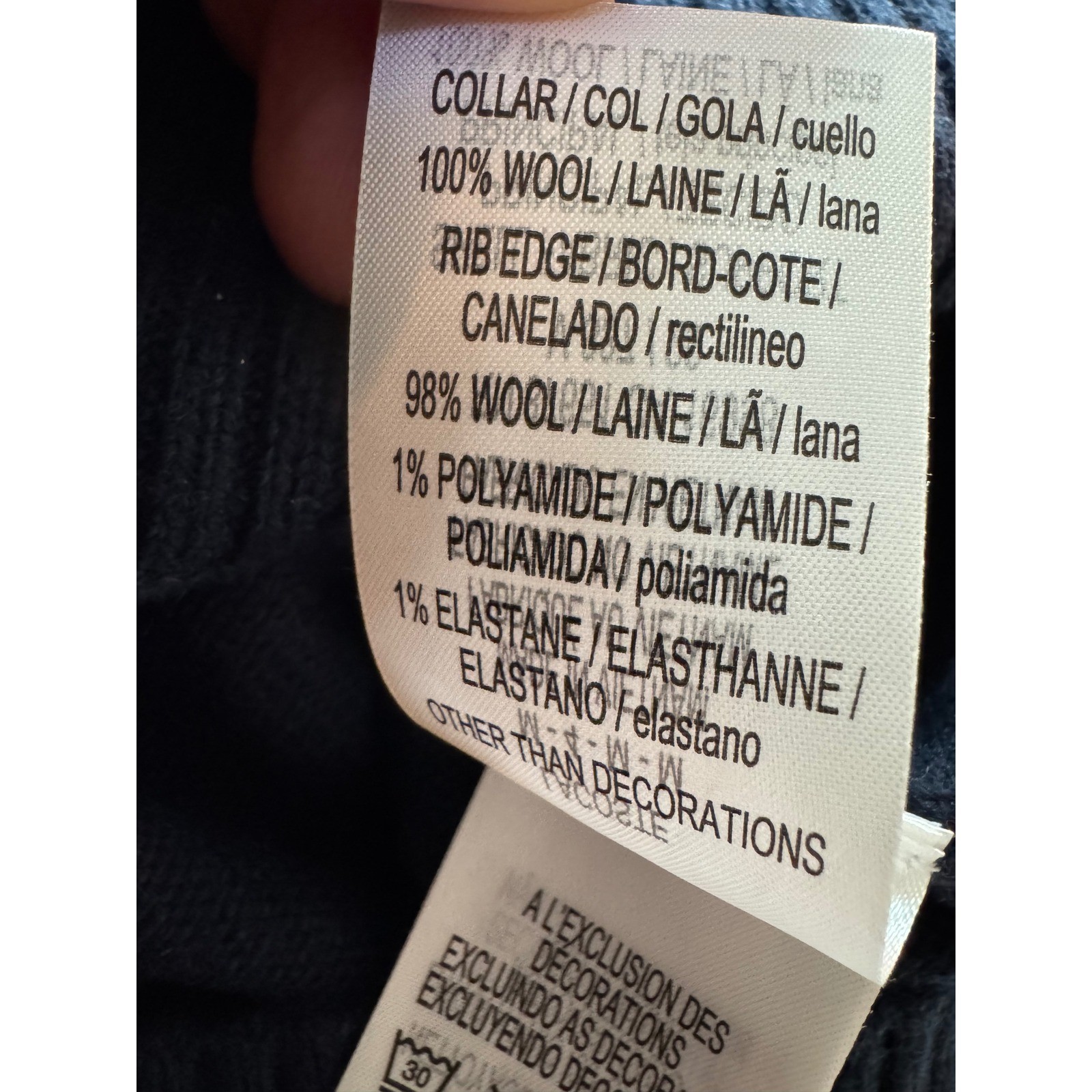 Lacoste Mens Navy Blue 100% Wool Quarter Zip Sweater AH3052 Size 4 M Classic Fit thumbnail 7