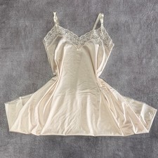 Vintage Creamy Satin Lace Midi Slip