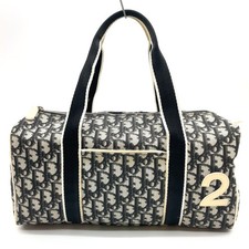 Auth Christian Dior Trotter NO.2 PVC Leather Black White Boston Bag NS040583