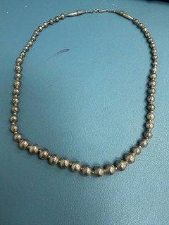 Southwestern 3mm Sterling Silver Pearls 20" Lobster Eye Cone Necklace 22" 54.5G