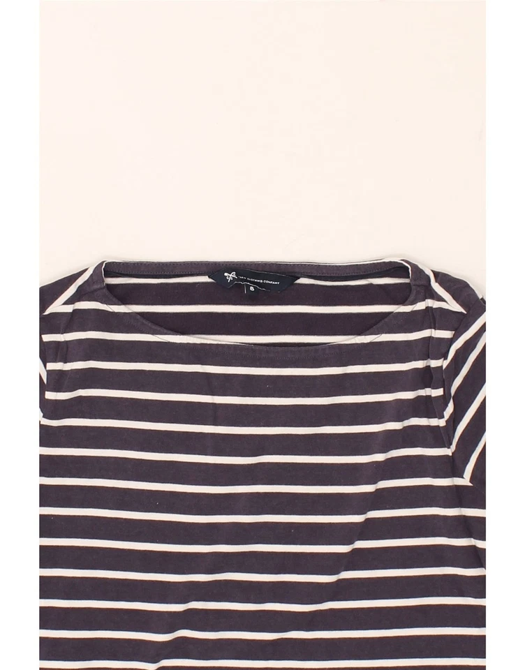 CREW CLOTHING Womens Top 3/4 Sleeve UK 8 Small Navy Blue Striped Cotton AN03 - Image 3 of 3
