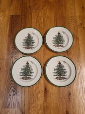 Spode England S3324 CHRISTMAS TREE 10-1/2 DINNER PLATES Set of 4 Mint Classic