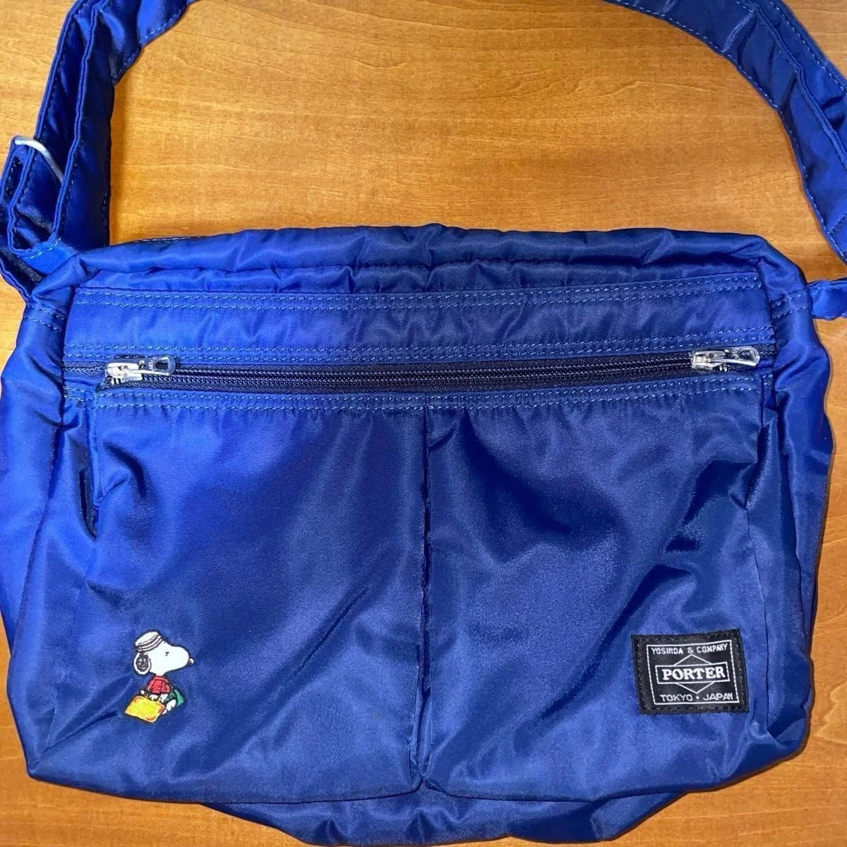 Yoshida Porter Snoopy Schultertasche Marine Hergestellt in Japan Authentisch