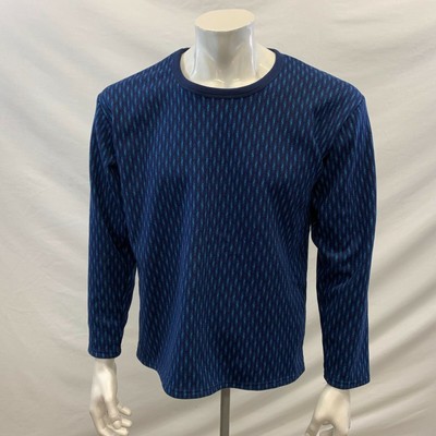 Ruby Men's 2 Piece Pajama Size Large Blue Patterned Long Sleeve Top/Pants Fleece