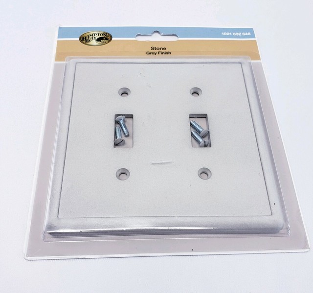 Hampton Bay Stone Grey Finish 2Gang Toggle Light Switch Cover Plate