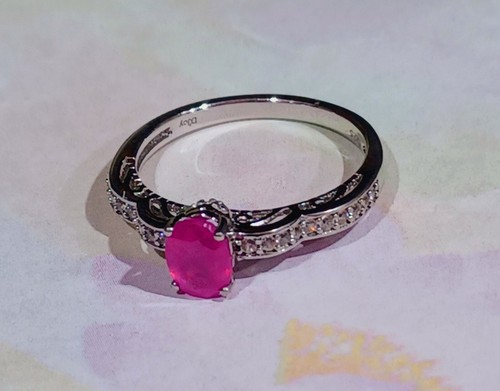 "AAA" Pink Sapphire Solitaire Ring In Platinum/Sterling Size 9 Natural Gemstone - Picture 2 of 8