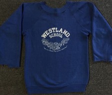Vtg 60s 70s Kids Westland School Faded Distress Sweatshirt M USA Track PE Grunge