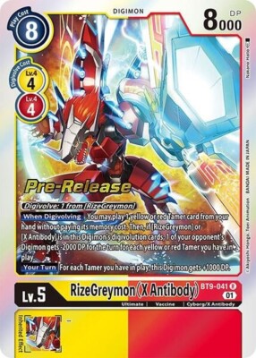 RizeGreymon (X Antibody) Pre-Release Foil - BT9-041 NM - Digimon TCG