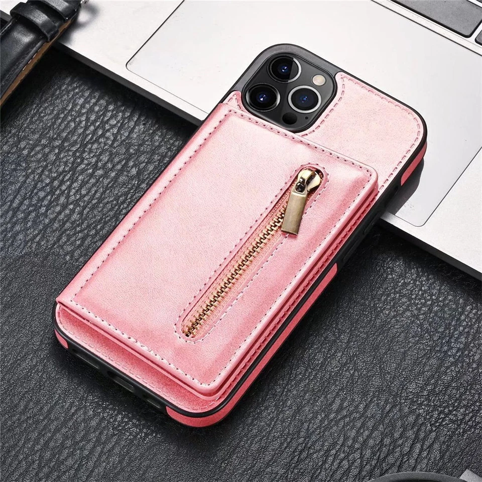 For iPhone 16 15 14 Plus 13 12 11 Pro Max Leather Card Holder Wallet Case Cover - Image 4 of 4