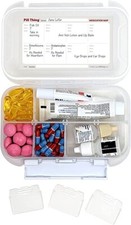 8 Compartment Large Pill Case with Airtight Seal, Adjustable Dividers, Med. Map