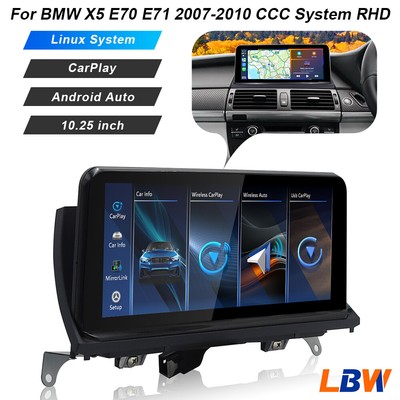 For BMW X5 E70 E71 2007-2010 CCC System RHD Car Linux Screen 10.25'' Radio Wifi