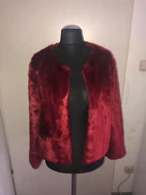 Damen Mantel Fellmantel Rot Gr L NEU