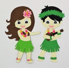 Hula Boy Girl Ukulele Hawaii Aloha Die Cut Cardstock Scrapbook Embellishment